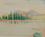 Paysage de la Durance by Yvonne Canu, Aquarelle et gouache sur papier, sold Nov 2024