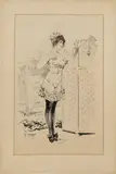 La toilette by Georges Conrad, 1918, Mine de plomb, encre et crayons de couleurs sur carton, sold Nov 2024
