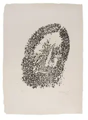 Visage by Akbar Padamsee, 1995, Lithographie sur papier, sold Nov 2024