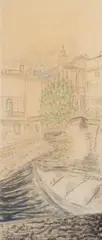 Le canal by Louis Touchagues, Encre et aquarelle sur papier, sold Nov 2024