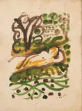 Nu allongé by Chuta Kimura, Aquarelle sur papier, sold Nov 2024