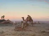 Campement orientaliste, la prière by Paul Pascal, Gouache, sold Oct 2024