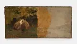 Deux études sur huiles sur toiles rectangulaires : - Mouton couché by Adolphe Charles Marais, Toile remplie d'un sujet sur la partie gauche, sold Oct 2024