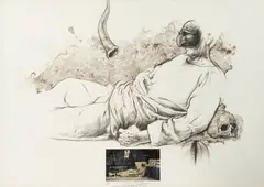 Pulcinella by Ernest Pignon-Ernest, 1993, Lithographie sur papier, sold Sep 2024