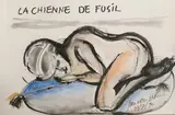 La chienne de fusil by Jean Edern Hallier, 1994, Encre et aquarelle sur papier, sold Sep 2024