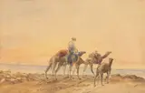 Chamelier et ses chameaux by Louis Aimable Crapelet, Aquarelle sur papier, sold Jun 2024