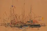 Bateaux à La Rochelle by Albert Lebourg, Aquarelle sur papier, sold Jun 2024