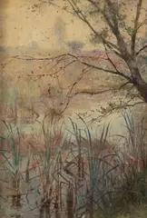 L'étang aux roseaux by Hector Caffieri, Aquarelle, sold Jun 2024