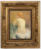 Femme assise nue de dos by Henri Le Riche, Pastel sur papier marouflé sur toile, sold Jun 2024