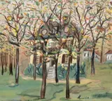 Maison au parc by Maurice Utrillo, Fusain et gouache sur papier, sold Jun 2024