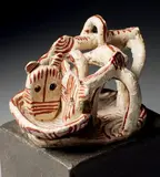 Animaux à l'abreuvoir, modèle circa 1962 by Jean Lambert-Rucki, Épreuve en bronze patiné et peint polychrome sur terrasse à patine brune, sold Nov 2022