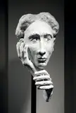 Cocteau aux deux mains by Pascale Loisel, Bronze à patine blanc-vert, sold Nov 2022