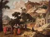 Ruth et Naomi by Jacob Pynas, Panneau contrecollé sur un panneau parqueté, sold Oct 2022
