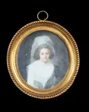 Portrait présumé de la mère de l'artiste by Louis-Lié Perin-Salbreux, Aquarelle et gouache ovale, sold Oct 2022