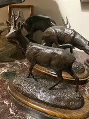 Cerf by Josechu Lalanda, 1995, Bronze à patine sombre sur socle en bois signé et daté, sold Apr 2022