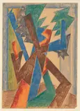 [RUSSIE/FRANCE] Arbre froudroyé by Natalia Goncharova, Crayon de couleur sur papier, sold Dec 2024
