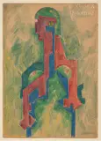[RUSSIE/FRANCE] Figure féminine by Natalia Goncharova, Crayon de couleur sur papier, sold Dec 2024