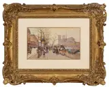 Vue de Notre-Dame depuis les quais by Eugène Galien-Laloue, Gouache sur papier, sold Nov 2024