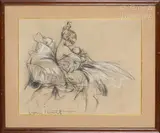 Maternité by Louis Icart, Crayon sur papier signé en bas à gauche, sold Nov 2024