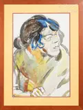 Portrait de Germaine Maurat by Maurice Loutreuil, Gouache sur papier, sold Oct 2024
