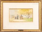 Soldats et chevaux au repos by Isidor Pils, 1859, Aquarelle signée et datée en bas à gauche, sold Jul 2024