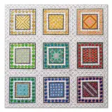 Sans titre by Norbert Seroussi, Panneau en mosaïque sur bois à décor de carrés polychromes entourés de cabochons sur fond, sold Jul 2024