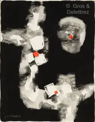 Nocturne by Jun'ichi Dobashi, 1960, Encre et gouache sur papier, sold Jul 2024