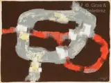 Grande composition fond marron II by Jun'ichi Dobashi, 1960, Gouache sur papier, sold Jul 2024