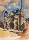 Vue d'église by Jean du Marboré, 1930, Aquarelle sur papier, sold Jul 2024