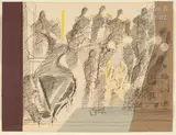 Le concert by Max Papart, 1958, Fusain, encre brune, gouache et collage, sold Jul 2024