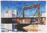 Railway bridge, Five Roses reflected by G. Scott MacLeod, Aquarelle, sold Aug 2024