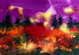 Paysage fantastique by Paul-Vanier Beaulieu, Aquarelle, sold Aug 2024