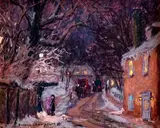 Enchanted winter night, rue Ste-Geneviève, Québec by Horace Champagne, Pastel, sold Jun 2024