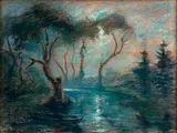 Sans titre - Clair de lune dans les branchages by Rodolphe Duguay, Pastel, sold Apr 2024