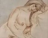 Seated figure by Louis Muhlstock, Pastel, sold Dec 2023
