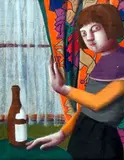 Sans titre - À la fenêtre by Louise Scott, Pastel, sold Dec 2023