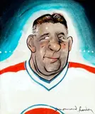 Elmer Lach by Normand Hudon, Encre et aquarelle, sold Dec 2023