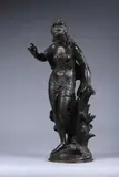 Jeune femme au moineau by Auguste Moreau, Épreuve en bronze à patine brune, sold May 2024