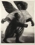 Tobie et l'ange by Richard Davies, 1987, Eau-forte, pointe-sèche et aquatinte sur vélin, sold May 2024