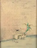 Couverture Le fou parle revue d'art et d'humeur n°2 - Juillet/Août 1977 by Jean Pierre Desclozeaux, Crayon et aquarelle sur papier, sold May 2024