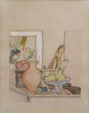 Nature morte aux poires et baguettes de pain by Lise le Coeur, Aquarelle, encre et rehauts de gouache, sold May 2024