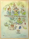Les fous au bain by Daniel Stotzky, 1980, Aquarelle et encre sur papier, sold May 2024