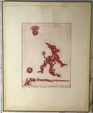Va-t'en maudit tu ressembles à Bordure". Une des 9 illustrations pour JARRY (Alfred). Décervelage. S.l., Alexandre Iolas by Max Ernst, 1971, Lithographie sur Japon, sold Feb 2024