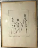 Trois hommes libres T'rois!". Une des 9 illustrations pour JARRY (Alfred). Décervelage. S.l., Alexandre Iolas by Max Ernst, 1971, Lithographie en noir sur Japon nacré, sold Feb 2024