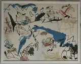 Composition aux taches bleues, [19]89 by Jan Voss, Lithographie en couleurs, sold Feb 2024