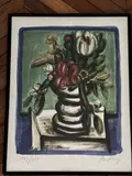 Nature morte au bouquet de fleurs by Franz Priking, Lithographie en couleurs, sold Feb 2024