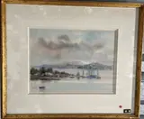 La bateau bleu by Yves Chaix, Aquarelle et gouache sur papier, sold Feb 2024