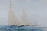 Rainbow / Endeavour, America by Guy L'Hostis, 1934, Aquarelle, sold Feb 2024