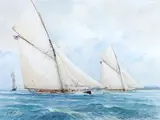 Mayflower et Galatea by Guy L'Hostis, Aquarelle, sold Dec 2023