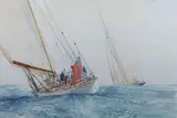 Velsheda sous le vent d'Endeavour by Guy L'Hostis, Aquarelle, sold Dec 2023